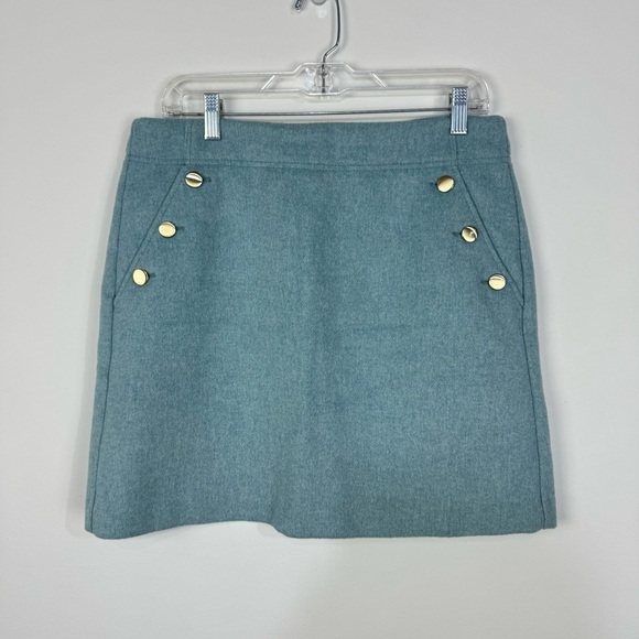 Loft blue Wool Blend Mini Skirt Professional Career wear Office Pastel - Picture 1 of 5